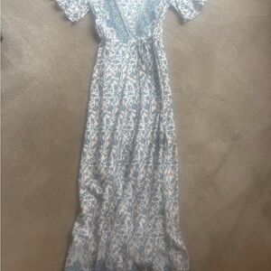Lulu's Blue and White Patterned Maxi Dress